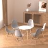 Ins Simple Dining Chair Set of 4pcs, Mid Century Modern Chair, Outdoor Indoor Shell PP Lounge Plastic Chair, Side Chair with Natural Wood Legs for Kit
