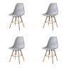 Ins Simple Dining Chair Set of 4pcs, Mid Century Modern Chair, Outdoor Indoor Shell PP Lounge Plastic Chair, Side Chair with Natural Wood Legs for Kit